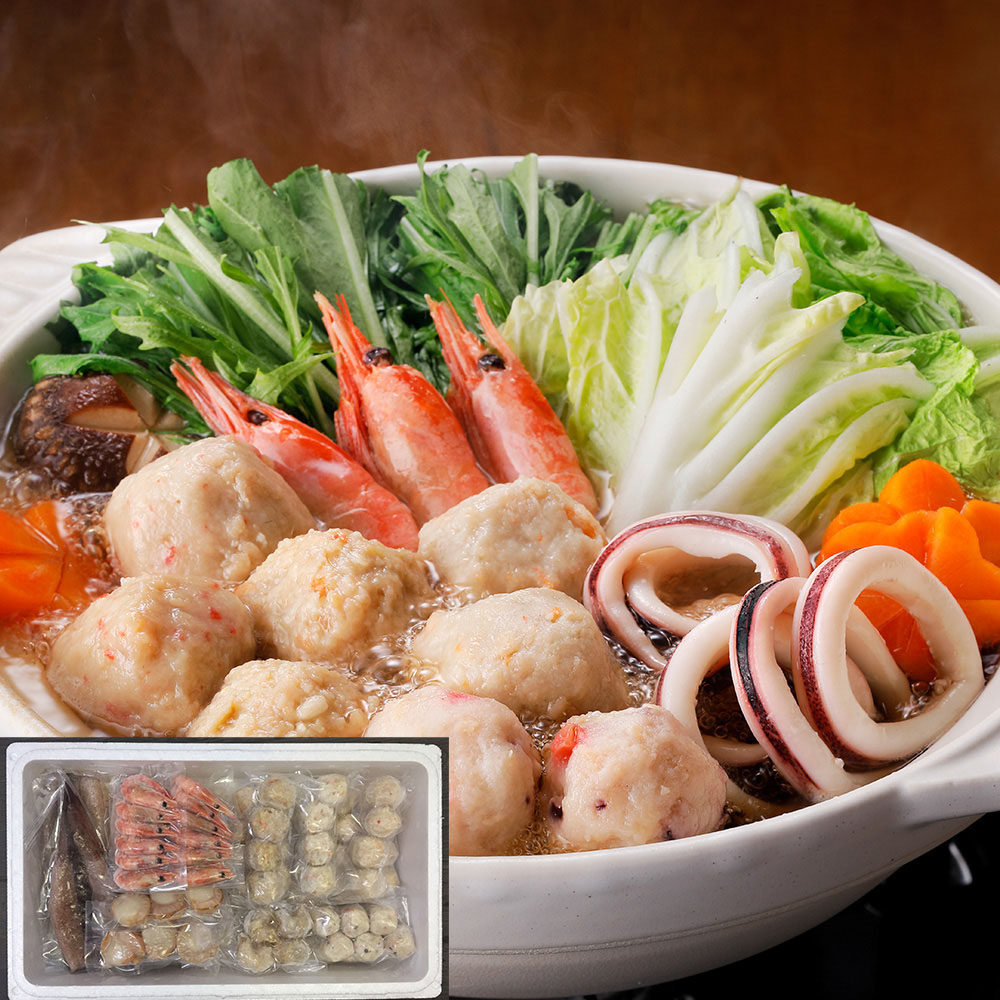 北海道海鮮つみれ鍋セットG | 4種のつみれ、海老、帆立、いか