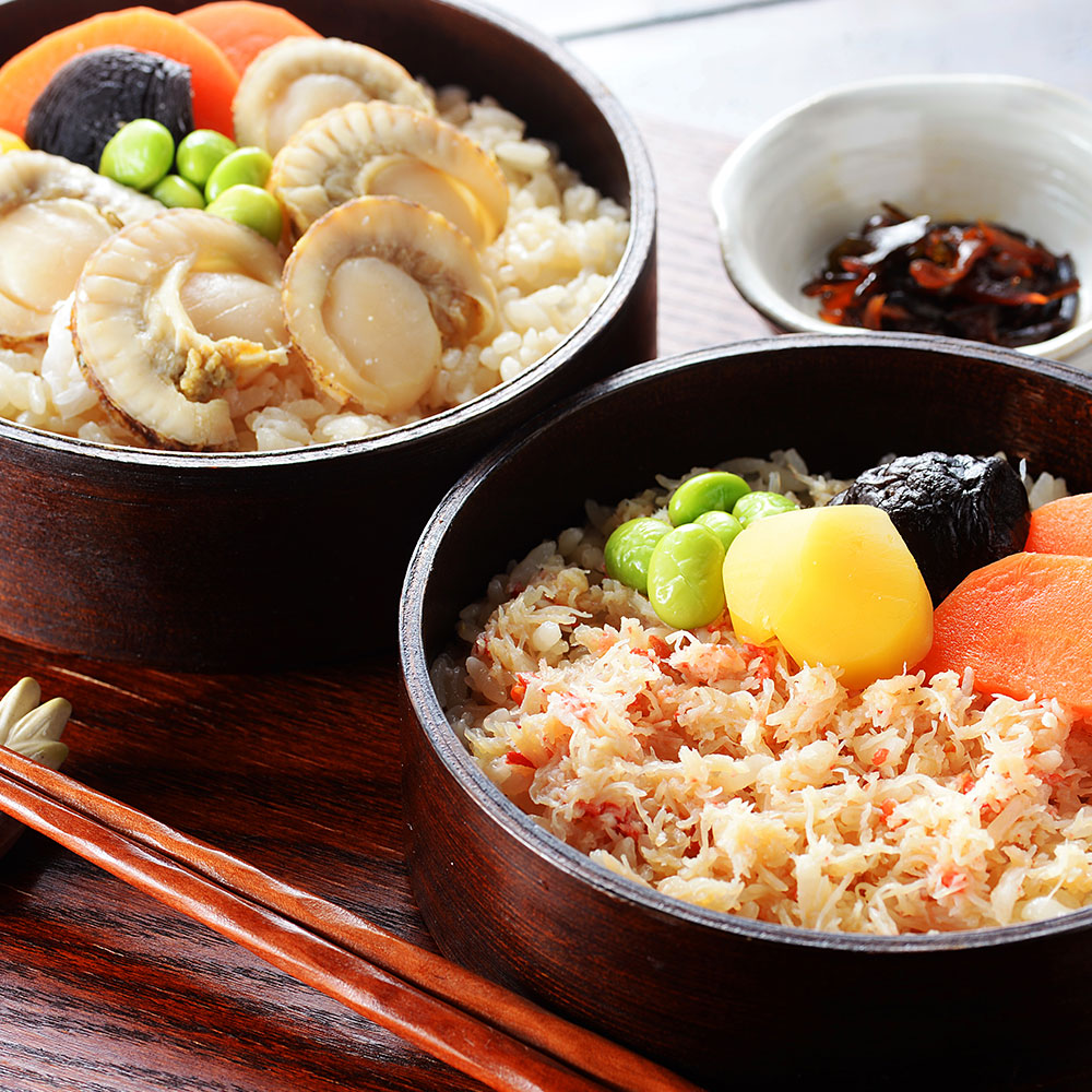 北海道産 蟹と帆立の海鮮わっぱ飯 レンジで簡単調理 - 画像 (3)