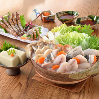 ふぐちり鍋と車海老刺身セット 福満喫 関とら本店