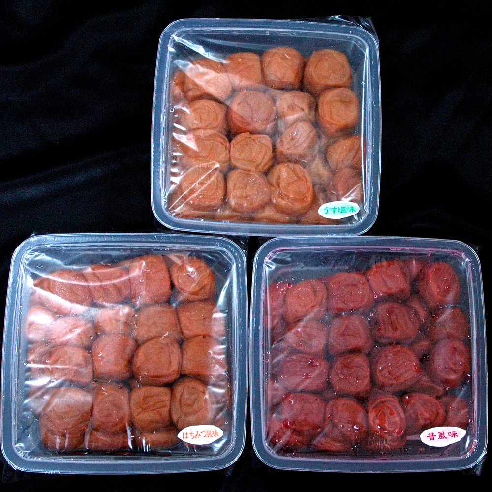 紀州南高梅 梅干し 3種詰合せ 1kg×3 (昔風味 うす塩味 はちみつ風味) - 画像 (4)