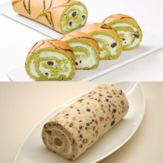 抹茶と栗きんとんロールケーキセット 濃厚な抹茶と国産栗の贅沢