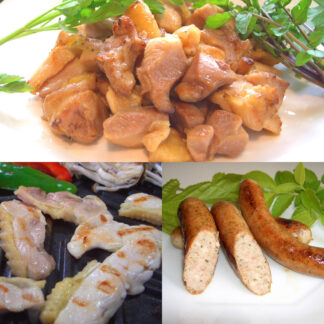 福島 川俣シャモ 焼肉 セット スライス サイコロステーキ 手羽元 ソーセージ