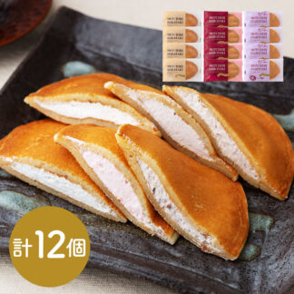 もっちりどら焼き3種セット クリーム 苺 小豆 各4個入 冷凍便